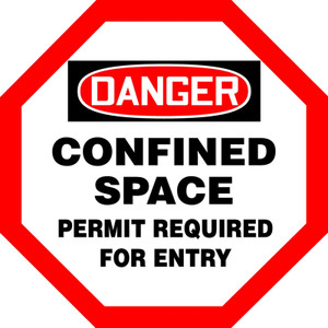 Danger - Confined Space Permit Required For Entry - Adhesive Dura-Vinyl - 12'' X 12'' Danger - Confined Space Permit Required For Entry - Adhesive Dura-Vinyl - 12'' X 12''