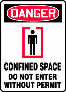 Danger - Confined Space Do Not Enter Without Permit (W/Graphic) - Plastic - 10'' X 7'' Danger - Confined Space Do Not Enter Without Permit (W/Graphic) - Plastic - 10'' X 7''