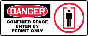 Danger - Confined Space Enter By Permit Only (W/Graphic) - Aluma-Lite - 7'' X 17'' Danger - Confined Space Enter By Permit Only (W/Graphic) - Aluma-Lite - 7'' X 17''