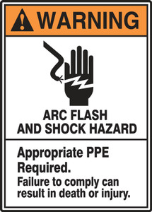 Warning - Arc Flash And Shock Hazard Appropriate Ppe Required Failure To Comply Can Result In Death Or Injury (W/Graphic) - Dura-Fiberglass - 14'' X 10'' Warning - Arc Flash And Shock Hazard Appropriate Ppe Required Failure To Comply Can Result In Death Or Injury (W/Graphic) - Dura-Fiberglass - 14'' X 10''