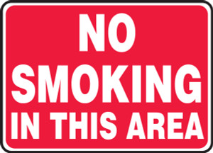 No Smoking In This Area (Wh/Rd) - Adhesive Vinyl - 7'' X 10'' No Smoking In This Area (Wh/Rd) - Adhesive Vinyl - 7'' X 10''