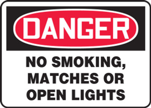 Danger No Smoking, Matches Or Open Lights Danger No Smoking, Matches Or Open Lights