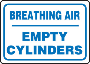Breathing Air Empty Cylinders - Adhesive Dura-Vinyl - 10'' X 14'' Breathing Air Empty Cylinders - Adhesive Dura-Vinyl - 10'' X 14''