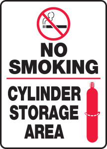 No Smoking Cylinder Storage Area (W/Graphic) - Adhesive Vinyl - 14'' X 10'' No Smoking Cylinder Storage Area (W/Graphic) - Adhesive Vinyl - 14'' X 10''