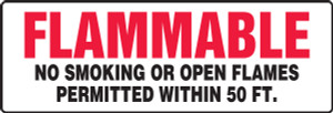 Flammable No Smoking Or Open Flames Permitted Within 50 Ft. - Adhesive Vinyl - 12'' X 36'' Flammable No Smoking Or Open Flames Permitted Within 50 Ft. - Adhesive Vinyl - 12'' X 36''