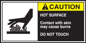 Hot Surface Contact With Skin May Cause Burns Do Not Touch (w/graphic) CEMA Label