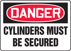 Danger - Cylinders Must Be Secured - .040 Aluminum - 10'' X 14''