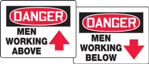 Danger Men Working Above / Danger Men Working Below Quik Sign Fold Ups Insert Danger Men Working Above / Danger Men Working Below Quik Sign Fold Ups Insert