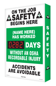 Electronic Safety Scoreboard| On The Job Safety Begins Here | Accuform  SCA282 Electronic Safety Scoreboard| On The Job Safety Begins Here | Accuform  SCA282