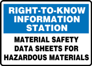 Right-To-Know Information Station Material Safety Data Sheets For Hazardous Materials - Plastic - 7'' X 10'' Right-To-Know Information Station Material Safety Data Sheets For Hazardous Materials - Plastic - 7'' X 10''