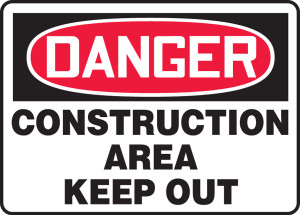 Danger - Construction Area Keep Out - Adhesive Vinyl - 10'' X 14'' Danger - Construction Area Keep Out - Adhesive Vinyl - 10'' X 14''