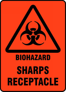 biohazard sharps receptacle sign MBHZ520VA biohazard sharps receptacle sign MBHZ520VA