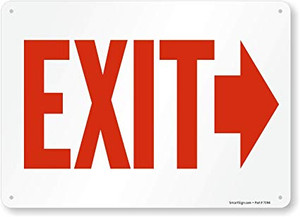 Exit (Arrow Right) - Plastic - 10'' X 14'' Exit (Arrow Right) - Plastic - 10'' X 14''