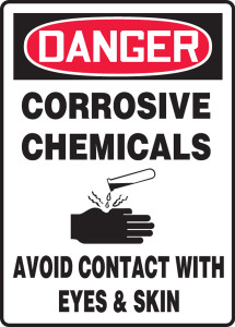 Danger - Corrosive Chemicals Avoid Contact With Eyes & Skin (W/Graphic) - Plastic - 14'' X 10'' Danger - Corrosive Chemicals Avoid Contact With Eyes & Skin (W/Graphic) - Plastic - 14'' X 10''