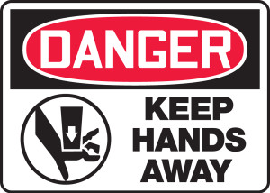 Danger - Keep Hands Away Sign with Graphic Danger - Keep Hands Away Sign with Graphic