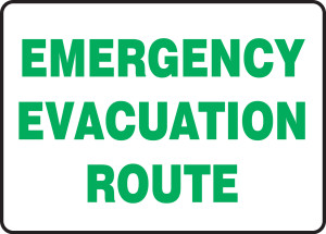 Emergency Evacuation Route Sign- Green Emergency Evacuation Route Sign- Green