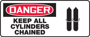 Danger - Keep All Cylinders Chained (W/Graphic) - Accu-Shield - 7'' X 17'' Danger - Keep All Cylinders Chained (W/Graphic) - Accu-Shield - 7'' X 17''