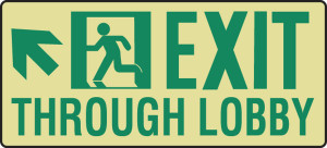Exit Through Lobby Sign Glow Sign NYC-26 Sign Exit Through Lobby Sign Glow Sign NYC-26 Sign