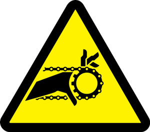 Chain Drive Entanglement Hazard - Adhesive Vinyl - 6'' Chain Drive Entanglement Hazard - Adhesive Vinyl - 6''