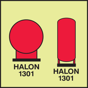 MLMR709 Halon Bottles in Protected Area IMO Sign MLMR709 Halon Bottles in Protected Area IMO Sign