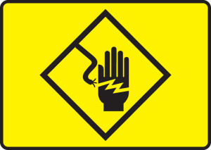 High Voltage Symbol 
(Electric Hand Symbol) - Adhesive Vinyl - 10'' X 14''