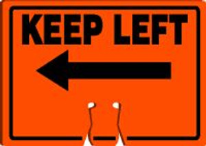 Cone Top Warning Sign: Keep Left - 10" x 14" Cone Top Warning Sign: Keep Left - 10" x 14"