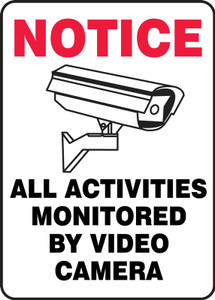 All Activities Monitored By Video Camera (W/Graphic) - Adhesive Vinyl - 10'' X 7'' All Activities Monitored By Video Camera (W/Graphic) - Adhesive Vinyl - 10'' X 7''