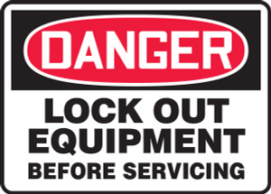 Danger - Lock Out Equipment Before Servicing - .040 Aluminum - 7'' X 10''