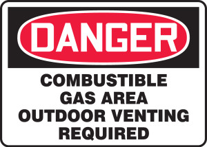 Danger - Danger Combustible Gas Area Outdoor Venting Required - Adhesive Dura-Vinyl - 7'' X 10'' Danger - Danger Combustible Gas Area Outdoor Venting Required - Adhesive Dura-Vinyl - 7'' X 10''