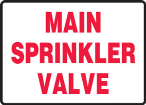 Main Sprinkler Valve - Adhesive Vinyl - 7'' X 10'' Main Sprinkler Valve - Adhesive Vinyl - 7'' X 10''