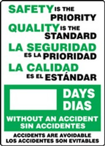 Write A Day Safety Scoreboard- Safety Is the Priority- Bilingual Write A Day Safety Scoreboard- Safety Is the Priority- Bilingual