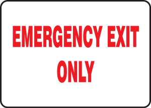 Emergency Exit Only Sign with White Background Emergency Exit Only Sign with White Background