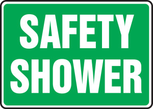 Safety Shower Sign- Green Background Safety Shower Sign- Green Background