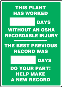 Write A Day Safety Scoreboard- This Plant Has Worked XXXX Days Without An OSHA Write A Day Safety Scoreboard- This Plant Has Worked XXXX Days Without An OSHA