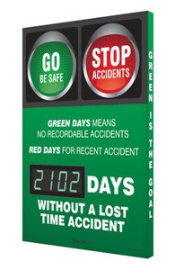 Digi Day 3 Electronic Safety Scoreboard Accuform SCK102 Digi Day 3 Electronic Safety Scoreboard Accuform SCK102