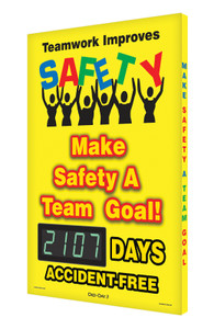 Digi Day 3 Electronic Safety Scoreboard Accuform SCK107 Digi Day 3 Electronic Safety Scoreboard Accuform SCK107
