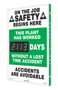 Digi Day 3 Electronic Safety Scoreboard Accuform SCK113 Digi Day 3 Electronic Safety Scoreboard Accuform SCK113