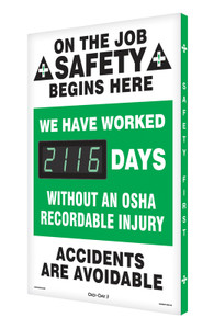 Digi Day 3 Electronic Safety Scoreboard Accuform SCK116 Digi Day 3 Electronic Safety Scoreboard Accuform SCK116