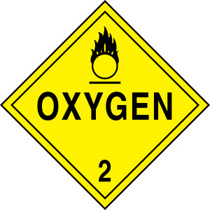 DOT Placard: Hazard Class 2 - Gases (Oxygen) DOT Placard: Hazard Class 2 - Gases (Oxygen)