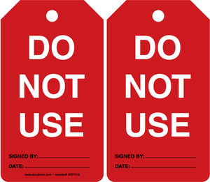 Equipment Status Safety Tag: Do Not Use Equipment Status Safety Tag: Do Not Use