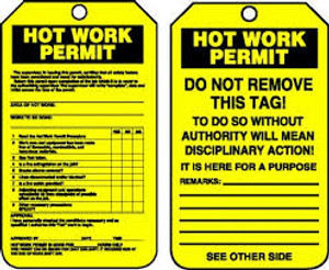 Hot Work Status - 5 3/4" x 3 1/4" - PF Cardstock - 25/PK - Safety Tag Hot Work Status - 5 3/4" x 3 1/4" - PF Cardstock - 25/PK - Safety Tag