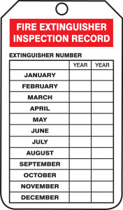 Mini Record Safety Tag: Fire Extinguisher Inspection Record Mini Record Safety Tag: Fire Extinguisher Inspection Record