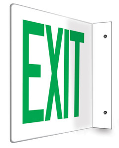 Exit - 90D - 8" x 12" - Safety Panel - Projection Sign = Green on White Exit - 90D - 8" x 12" - Safety Panel - Projection Sign = Green on White