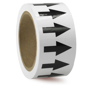 Black Arrow on White- 2" x 54' - Directional Flow Arrow Safety Tape Black Arrow on White- 2" x 54' - Directional Flow Arrow Safety Tape