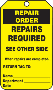 Repair Order - 5 3/4" x 3 1/4" - PF Cardstock - 25/PK - Safety Tag Repair Order - 5 3/4" x 3 1/4" - PF Cardstock - 25/PK - Safety Tag