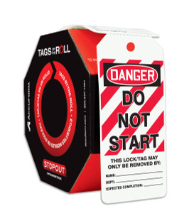 Do Not Start - TAR406 - 6 1/4" x 3" - 100 Per Roll - PF-Card Stock - Tags By-The-Roll
