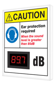 Decibel Meter Sign -12" x 10" - Ear Protection Required When The Sound Is Greater Than 85 dB Decibel Meter Sign -12" x 10" - Ear Protection Required When The Sound Is Greater Than 85 dB