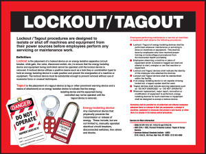 Lockout/TAGOUT  - 17" x 22" Laminated Safety Awareness Poster Lockout/TAGOUT  - 17" x 22" Laminated Safety Awareness Poster