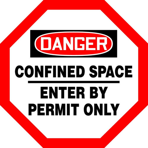 Danger - Confined Space Enter By Permit Only - Plastic - 12'' X 12''