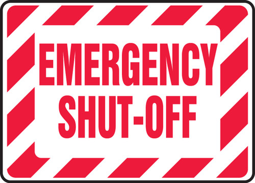 Emergency Shut-Off Sign- Red/ White
